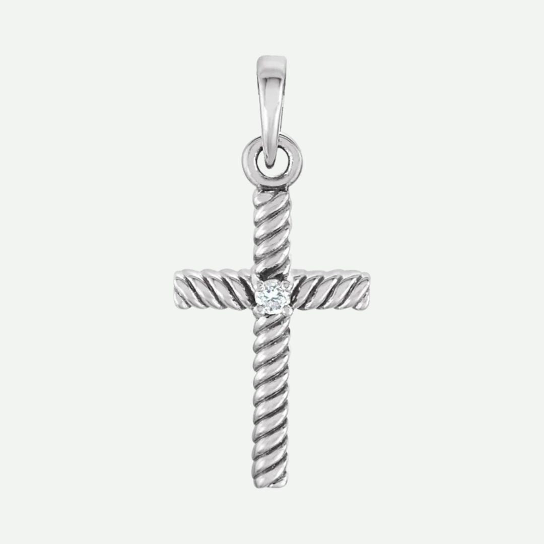 Front View of 1.5 mm White Gold DÉLIVRÉE Christian Pendant For Women