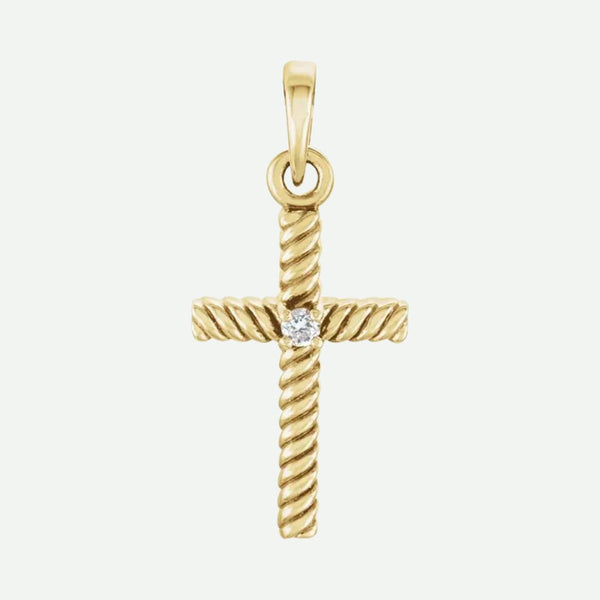 Front View of 1.5 mm Yellow Gold DÉLIVRÉE Christian Pendant For Women