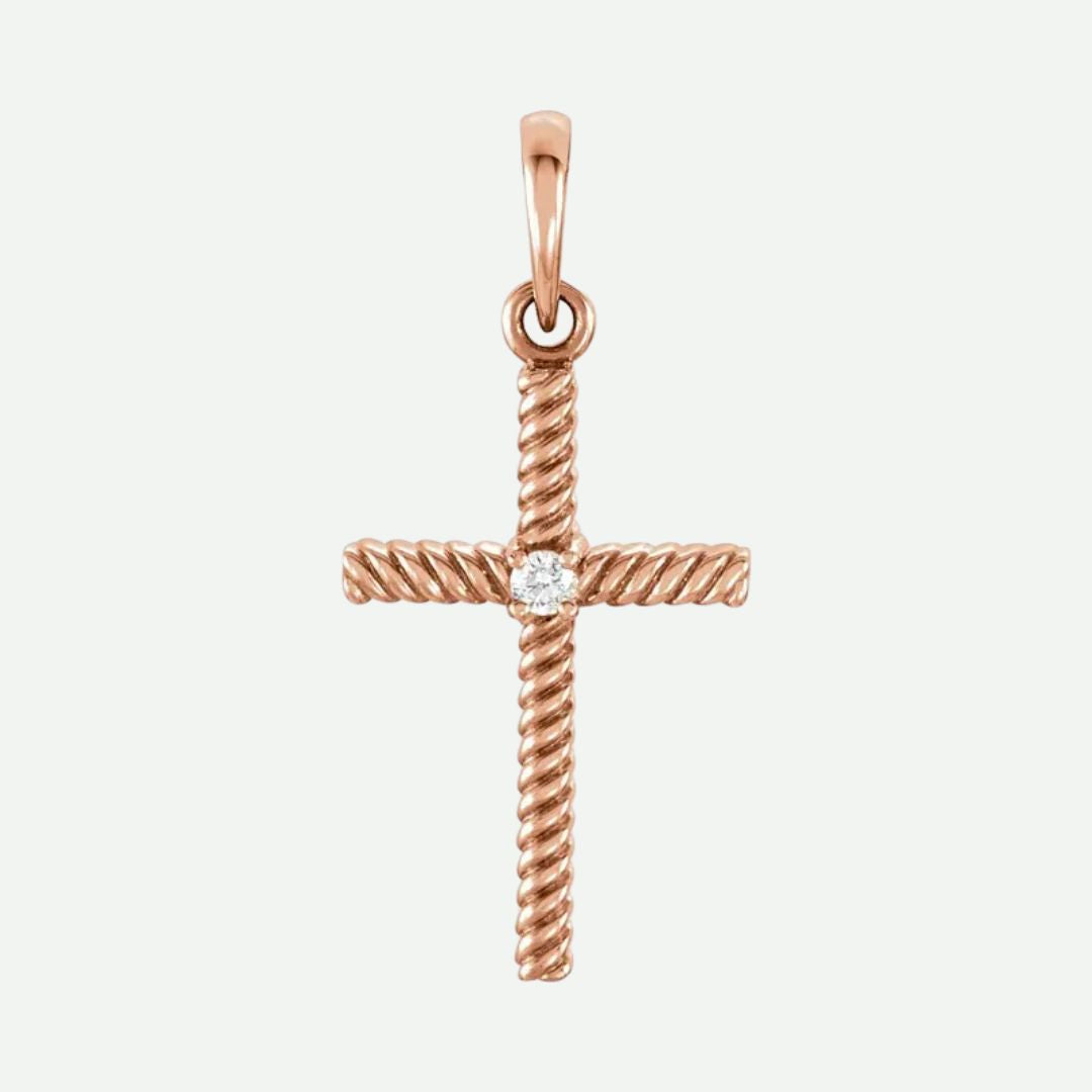 Front View of 1.7 mm Rose Gold DÉLIVRÉE Christian Pendant For Women
