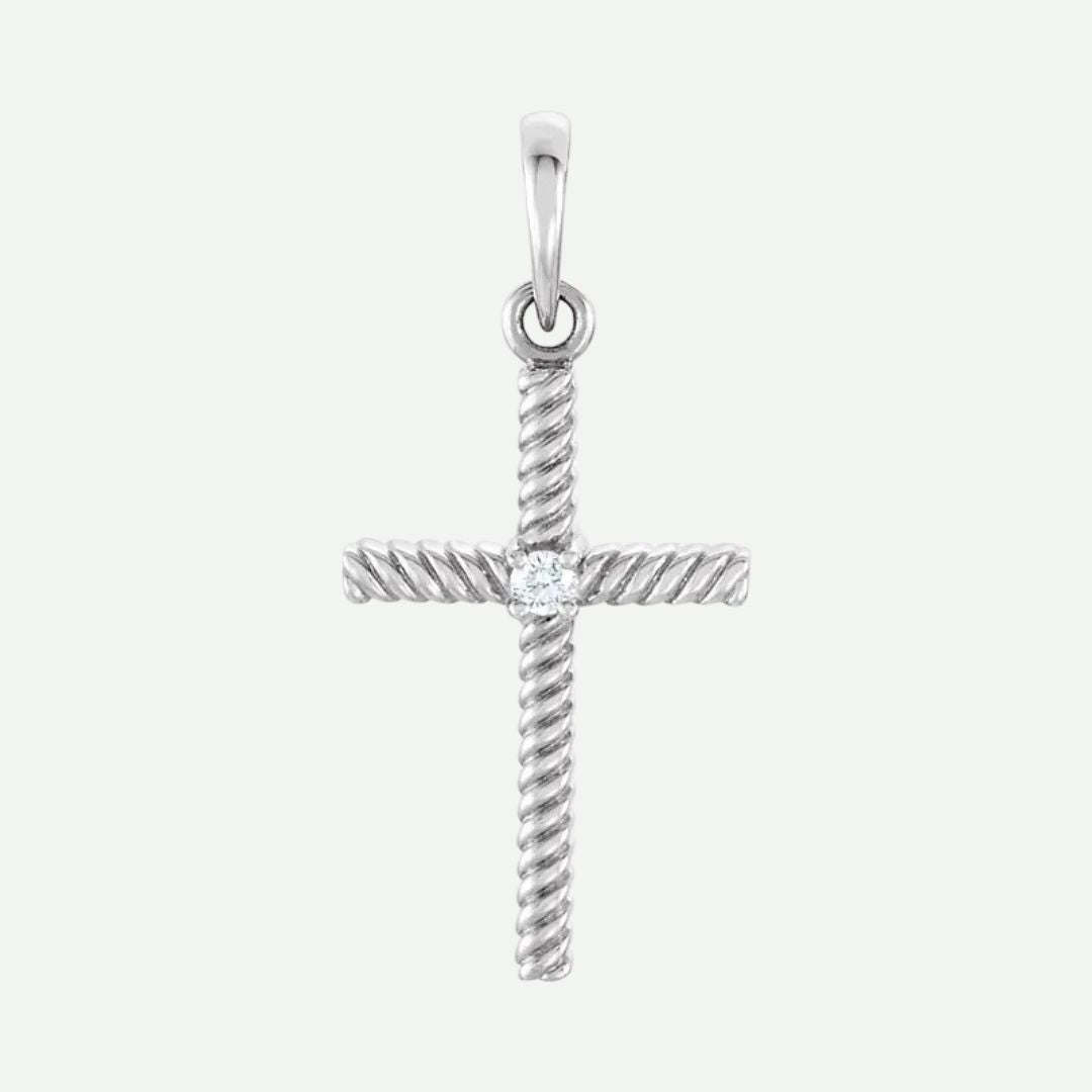 Front View of 1.7 mm White Gold DÉLIVRÉE Christian Pendant For Women
