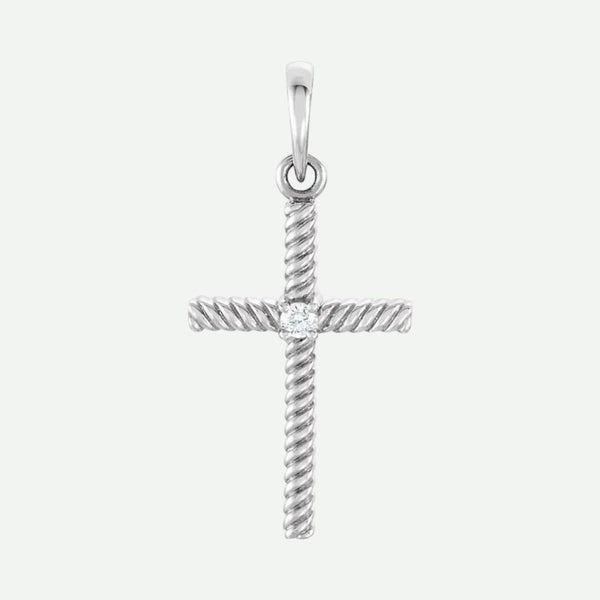 Front View of 1.7 mm White Gold DÉLIVRÉE Christian Pendant For Women