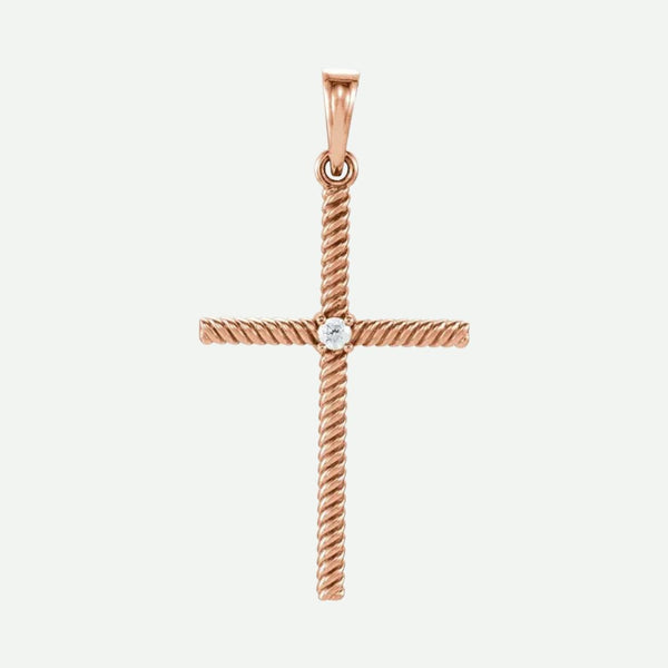 Front View of 2 mm Rose Gold DÉLIVRÉE Christian Pendant For Women