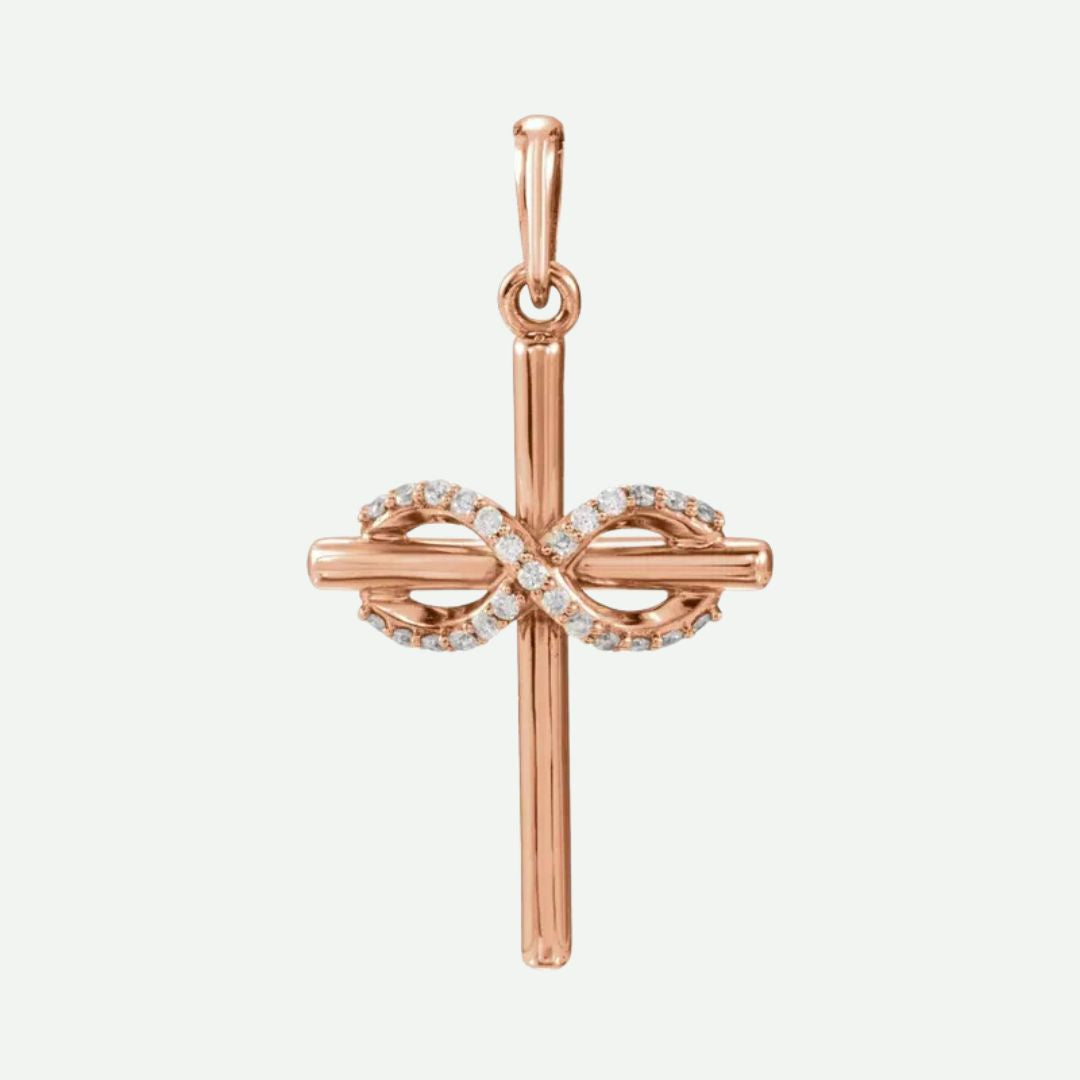 Front View of Rose Gold ENDLESS LOVE Christian Pendant For Women