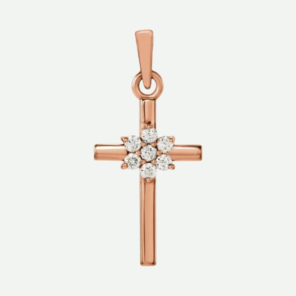 Front View of Rose Gold FAITHFUL Christian Pendant For Women 1.3