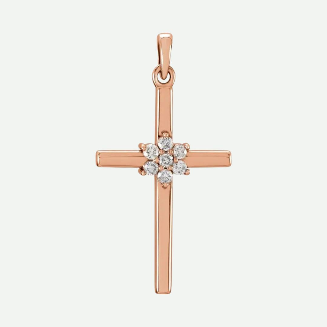 Front View of Rose Gold FAITHFUL Christian Pendant For Women 1.5