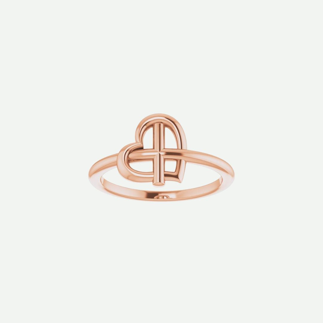 Front View of Rose Gold FAITH Christian Ring For Women