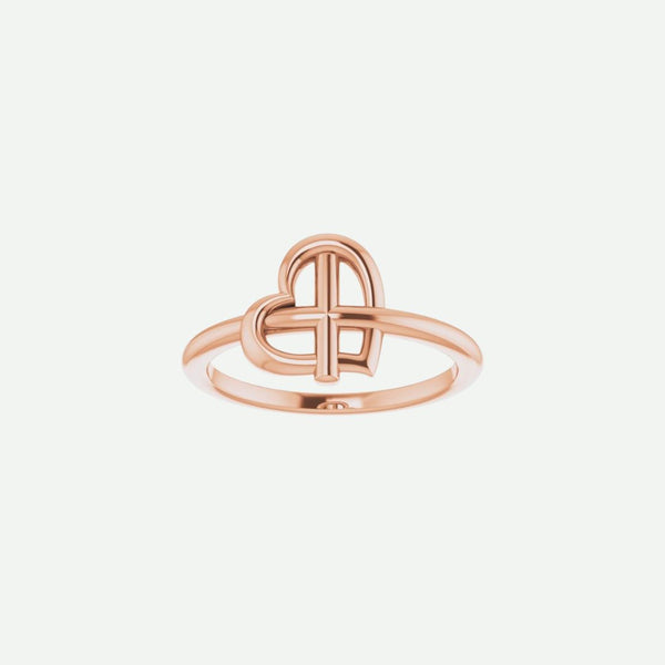 Front View of Rose Gold FAITH Christian Ring For Women