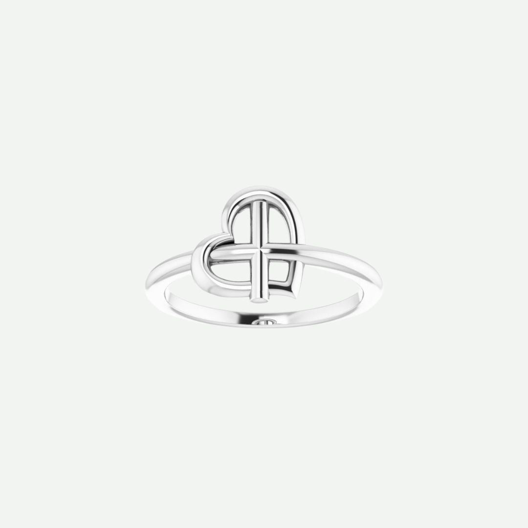 Front View of Sterling Silver FAITH Christian Ring For Women