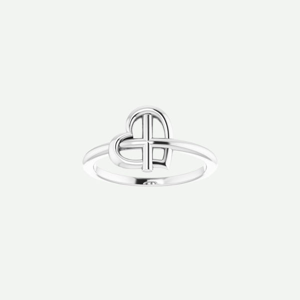 Front View of Sterling Silver FAITH Christian Ring For Women
