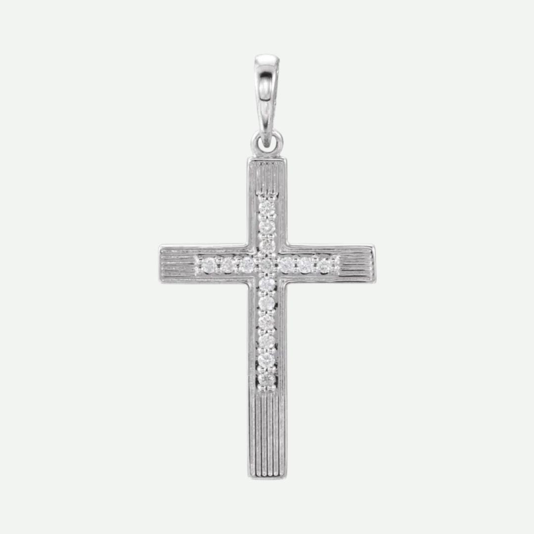 Front View of White Gold CENTRÉE Unisex Christian Pendant