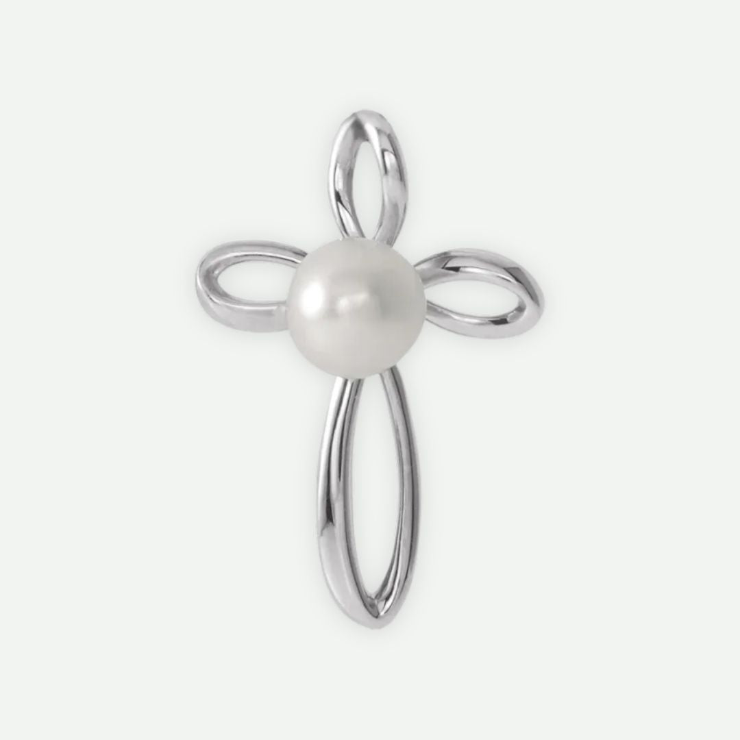 Front View of White Gold DISCERNMENT Christian Pendant For Women