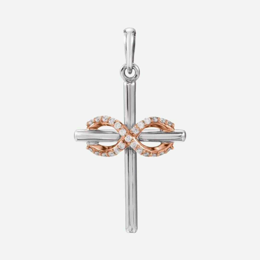 Front View of White & Rose Gold ENDLESS LOVE Christian Pendant For Women