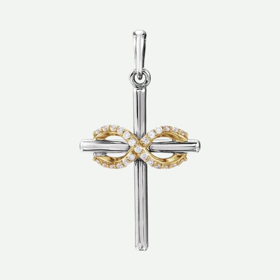 Front View of White & Yellow Gold ENDLESS LOVE Christian Pendant For Women