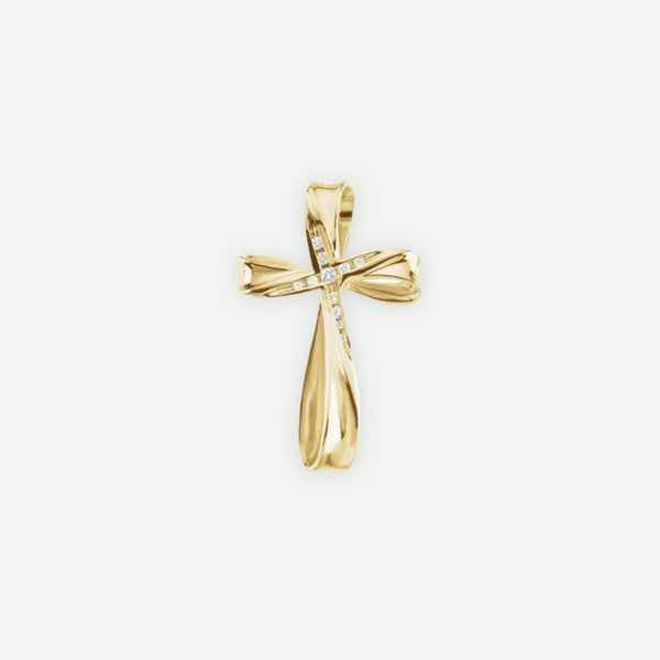 Front View of Yellow Gold DÉVOUÉE Christian Pendant For Women