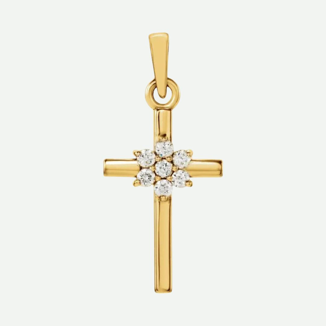 Front View of Yellow Gold FAITHFUL Christian Pendant For Women 1.3