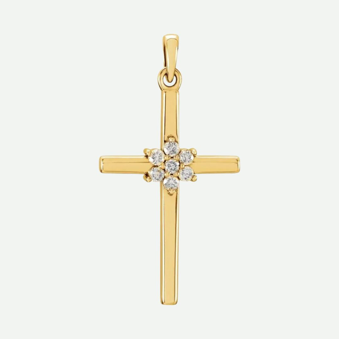 Front View of Yellow Gold FAITHFUL Christian Pendant For Women 1.5