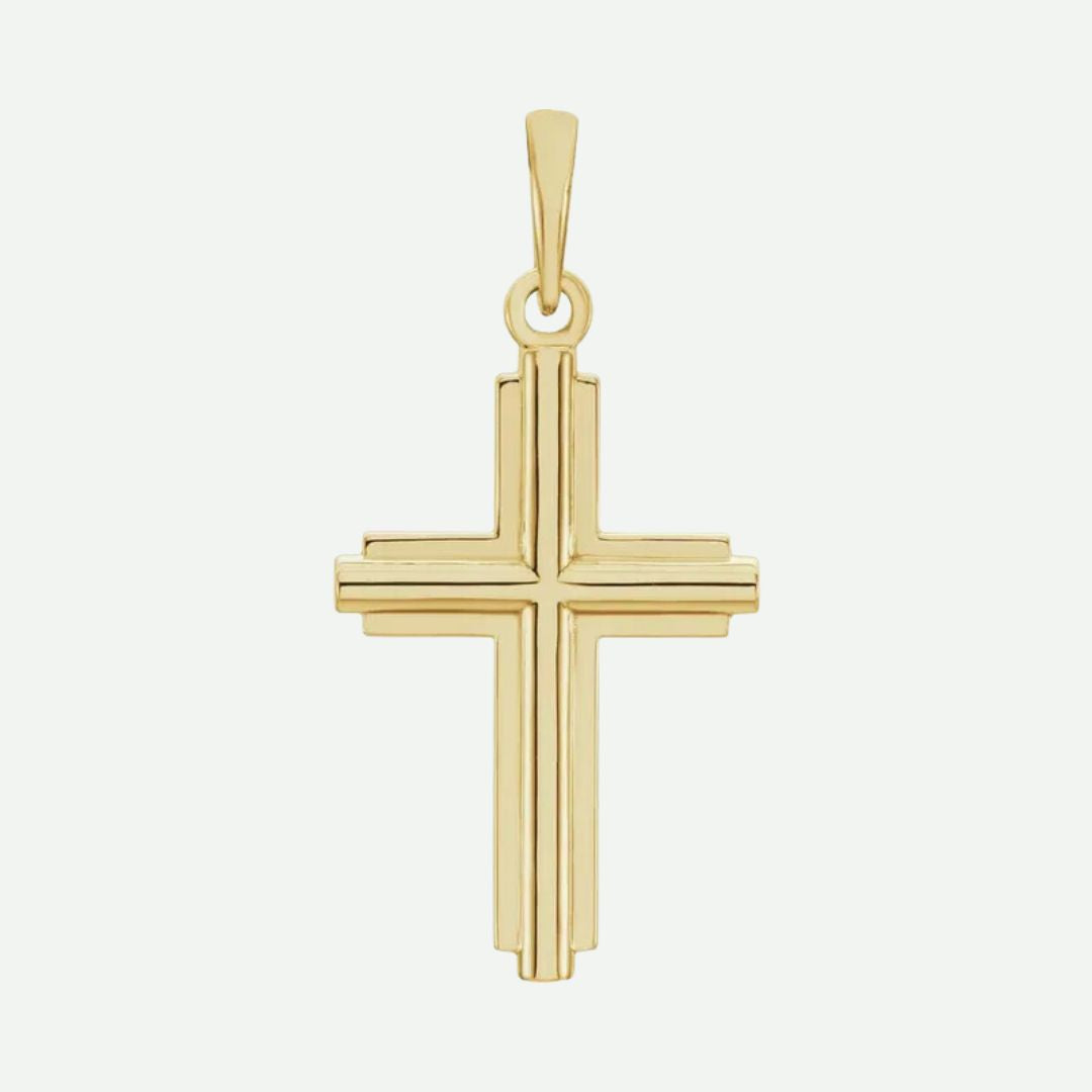 Front View of Yellow Gold FUNDAMENTAL Unisex Christian Pendant