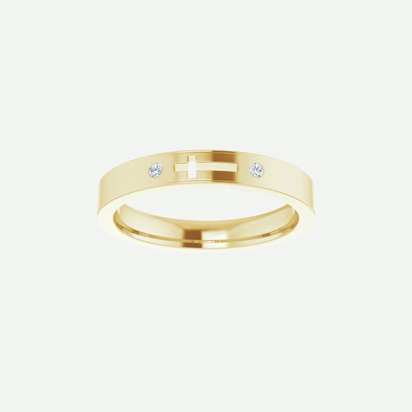 Front View of Yellow Gold PIERCED Christian Ring For Women