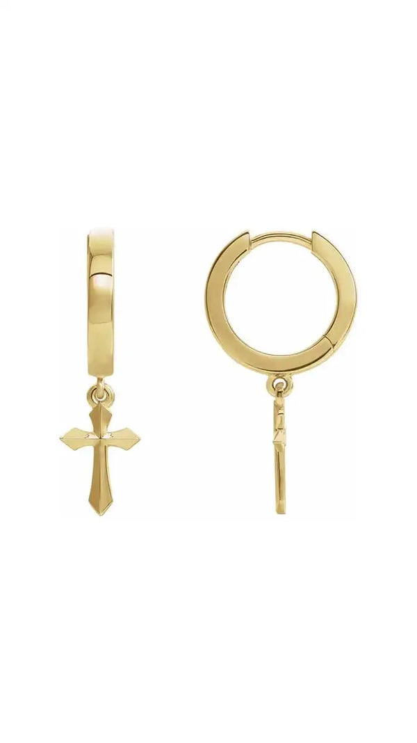 Mixed view of Yellow Gold Christian earrings from Glor-e