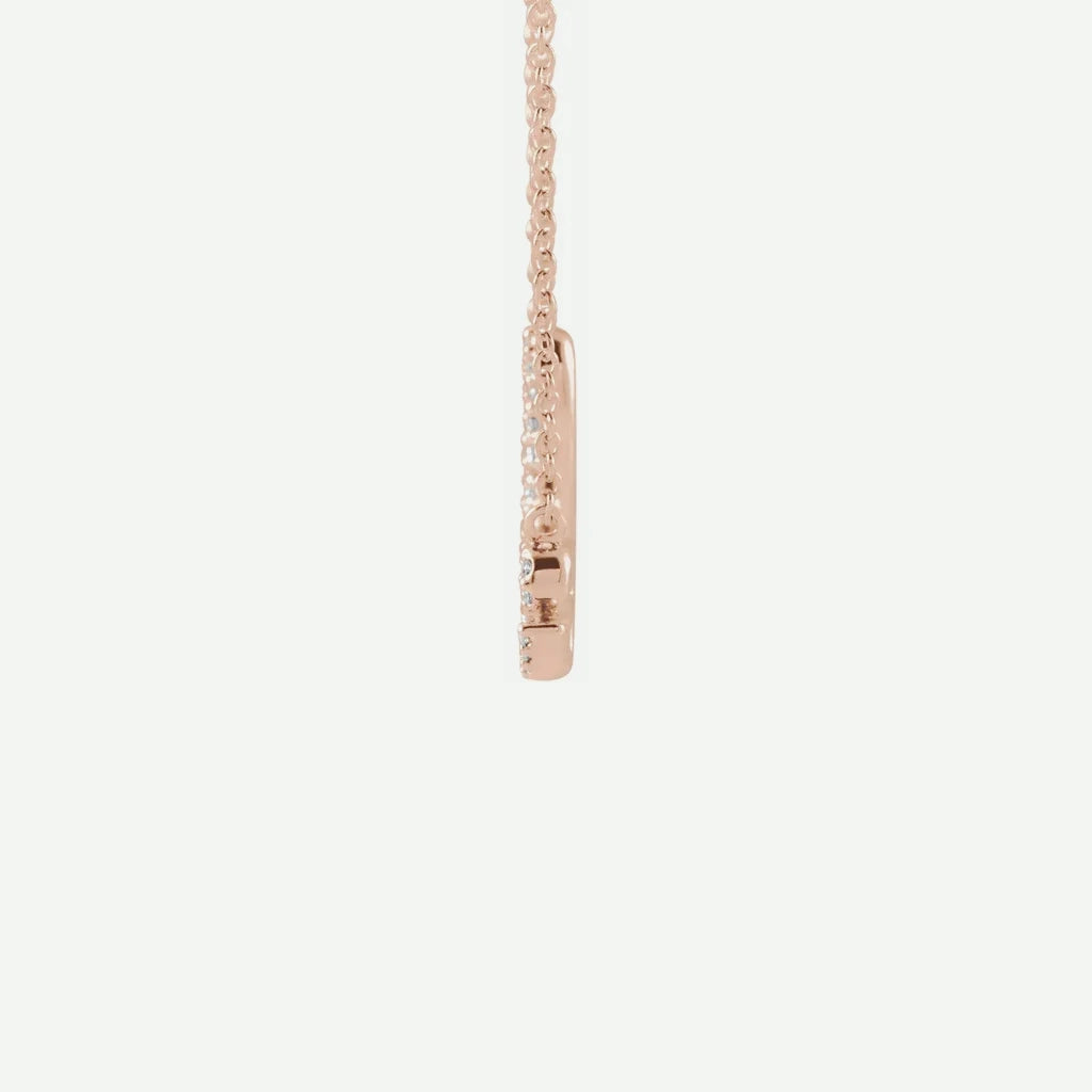 Side View of Rose Gold LOVE Christian Necklace For Women