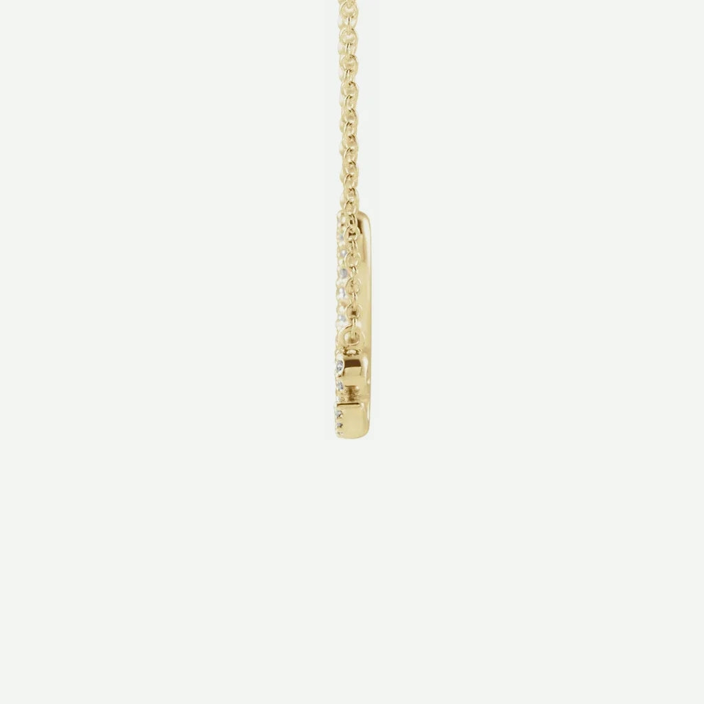 Side View of Yellow Gold LOVE Christian Necklace For Women