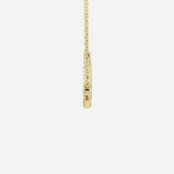 Side View of Yellow Gold LOVE Christian Necklace For Women