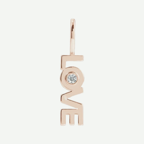 Front View of Rose Gold LOVE Christian Pendant