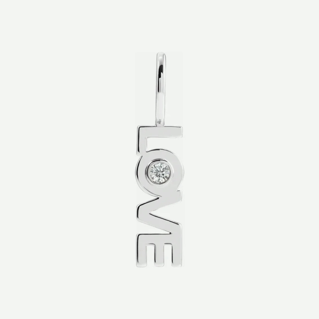 Front View of White Gold LOVE Christian Pendant