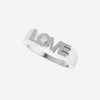 Front Oblique View of Sterling Silver LOVE Christian Ring For Women