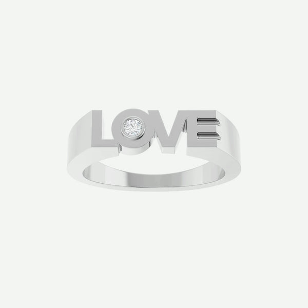 Front View of Sterling Silver LOVE Christian Ring For Women