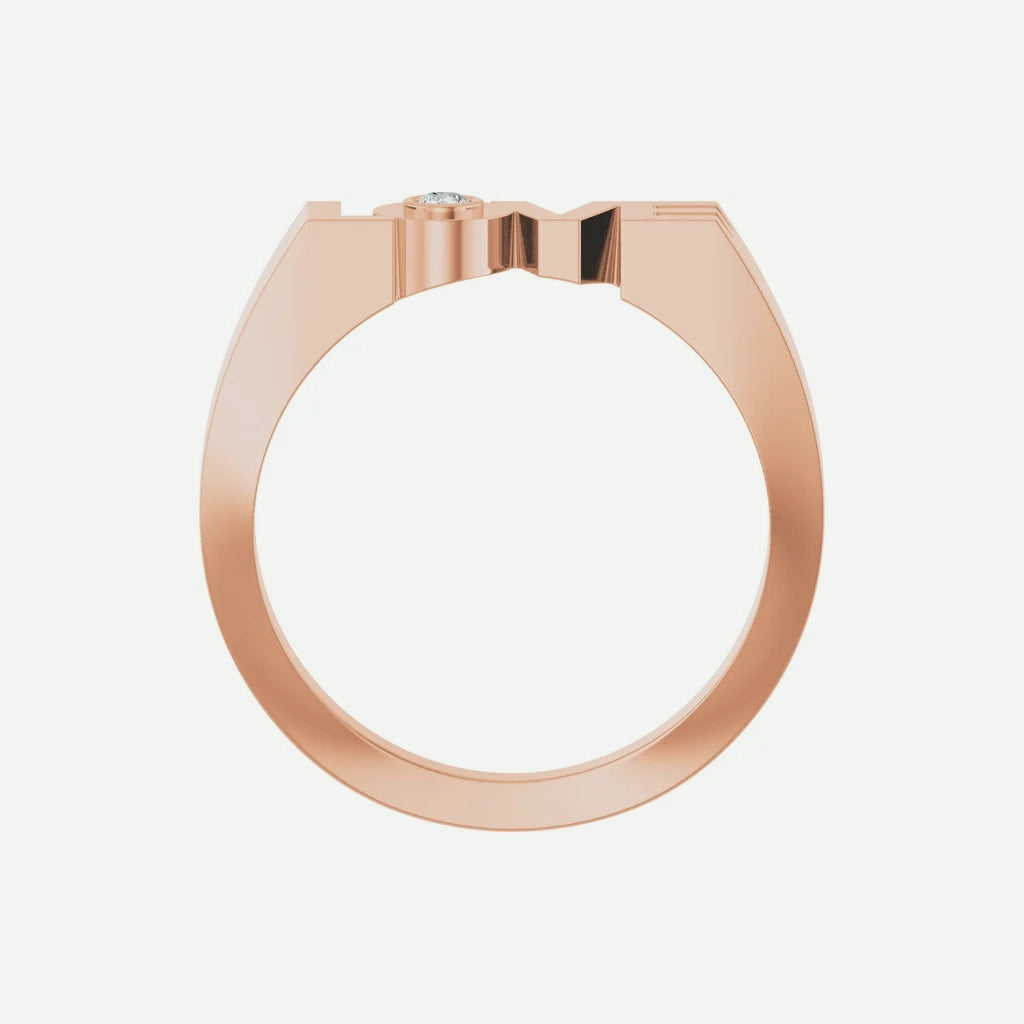 Top View of Rose Gold LOVE Christian Ring For Women