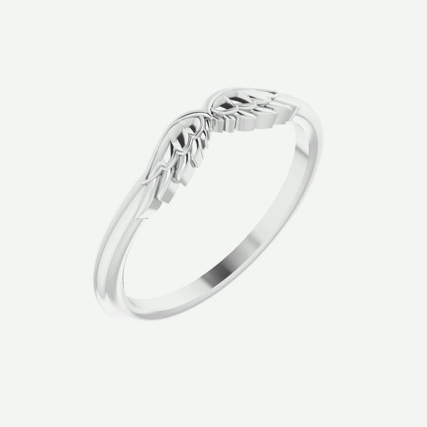Left Oblique View of Sterling Silver ANGEL WINGS Christian Ring For Women