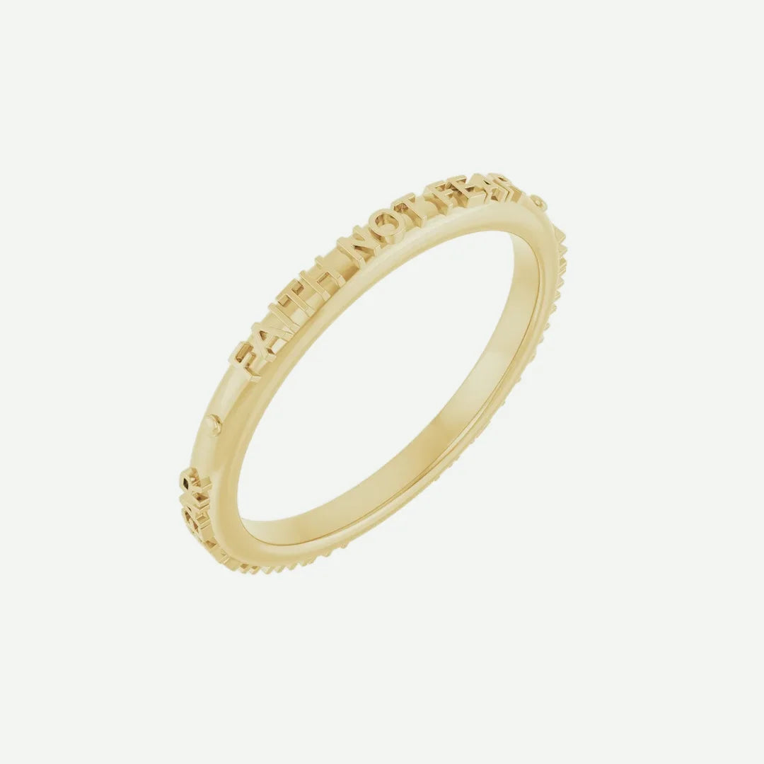 Left Oblique View of Yellow Gold FNF Christian Ring For Women