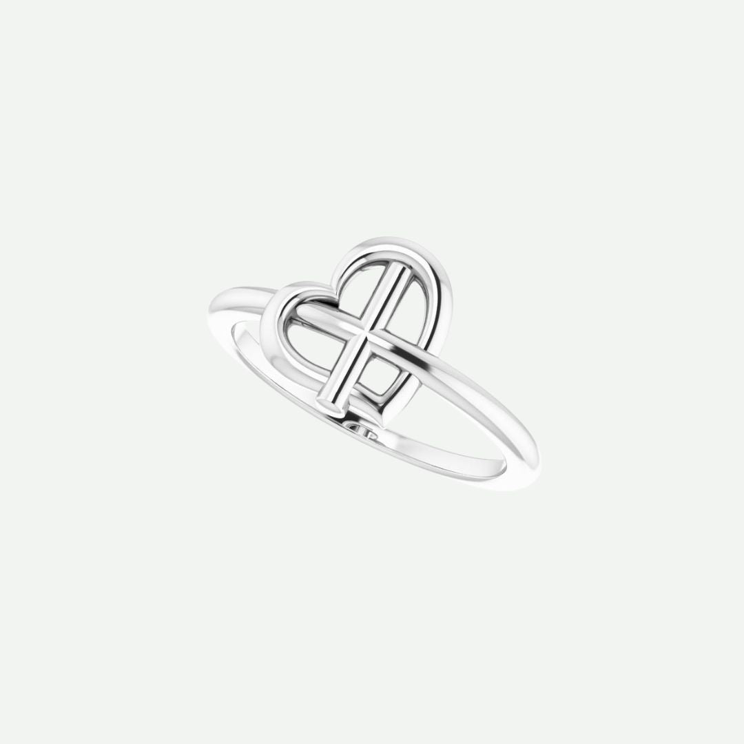 Left Oblique View of Sterling Silver FAITH Christian Ring For Women