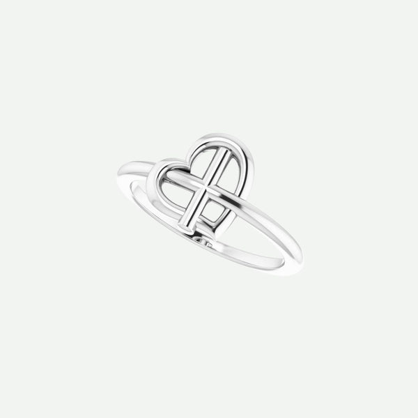 Left Oblique View of Sterling Silver FAITH Christian Ring For Women