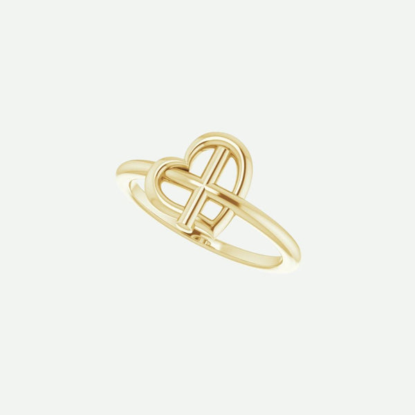 Left Oblique View of Yellow Gold FAITH Christian Ring For Women