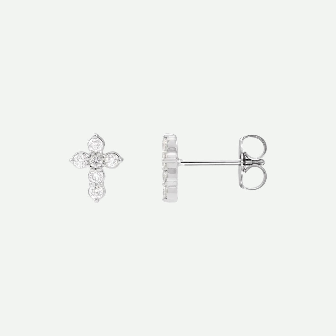 Mixed View of White Gold DEVOTED Christian Earrings For Women
