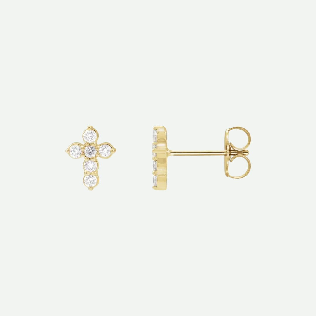 Mixed View of Yellow Gold DEVOTED Christian Earrings For Women
