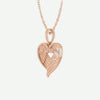 Oblique View of Rose Gold ANGEL WINGS HEART Christian Necklace For Women