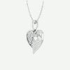 Oblique View of Sterling Silver ANGEL WINGS HEART Christian Necklace For Women