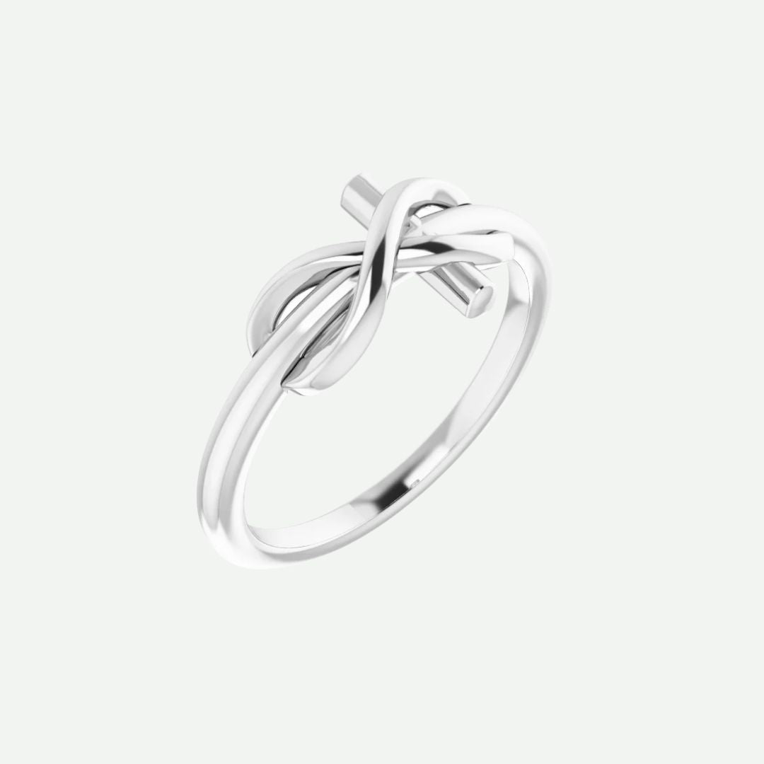Right Oblique View of Sterling Silver INFINITE LOVE Christian Ring For Women