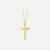 Gold angel wings cross pendant necklace on a white background | Modern Christian Jewelry | Glor-e