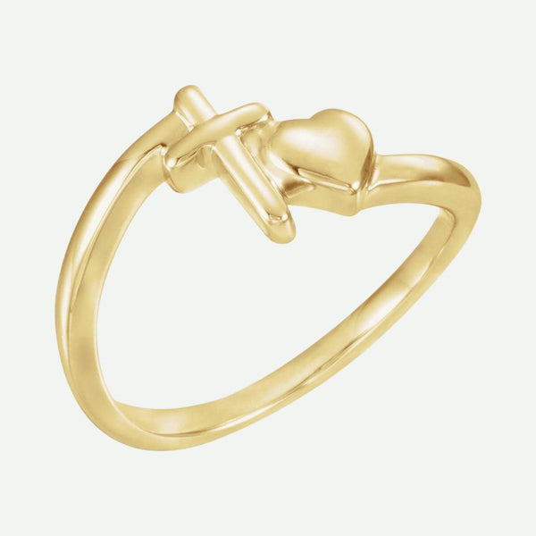 Oblique View of Yellow Gold CHASTITY Christian Ring For Women