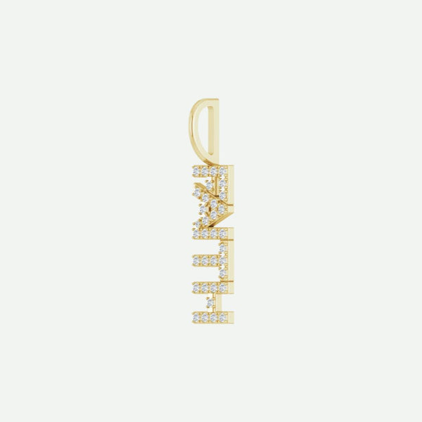Oblique View of Yellow Gold FAITH Christian Pendant For Women