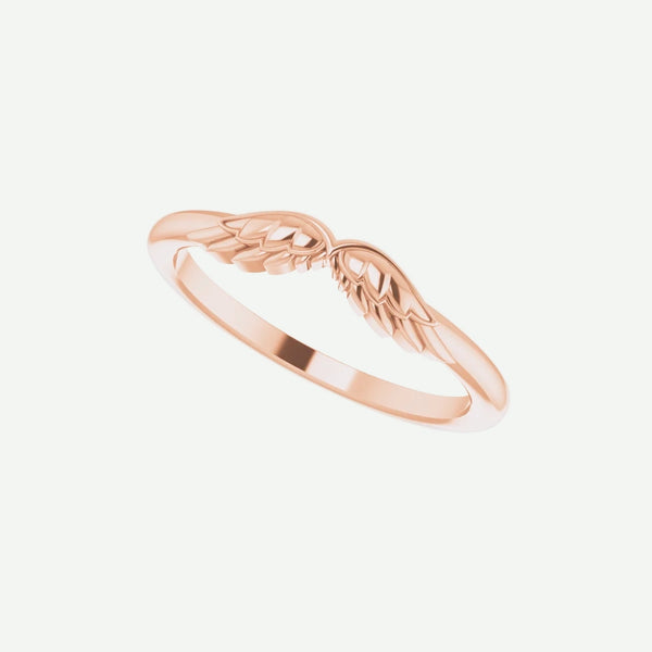 Right Oblique View of Rose Gold ANGEL WINGS Christian Ring For Women