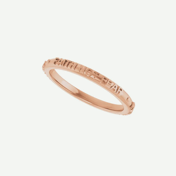 Right Oblique View of Rose Gold FNF Christian Ring For Women
