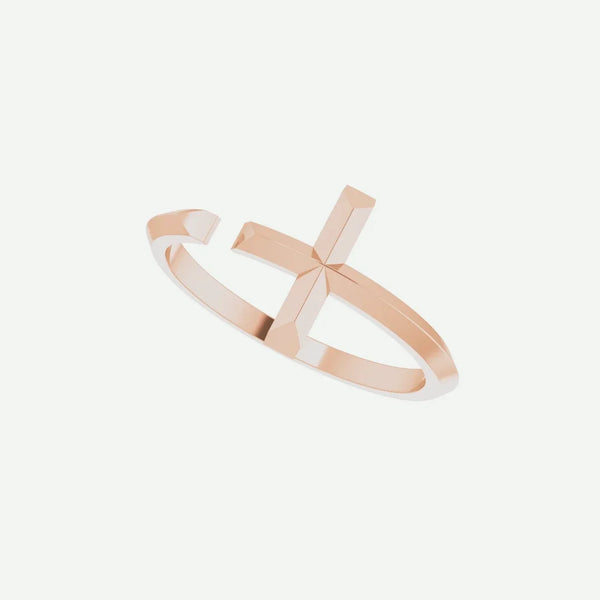 Right Oblique View of Rose Gold PINNACLE Christian Ring For Women