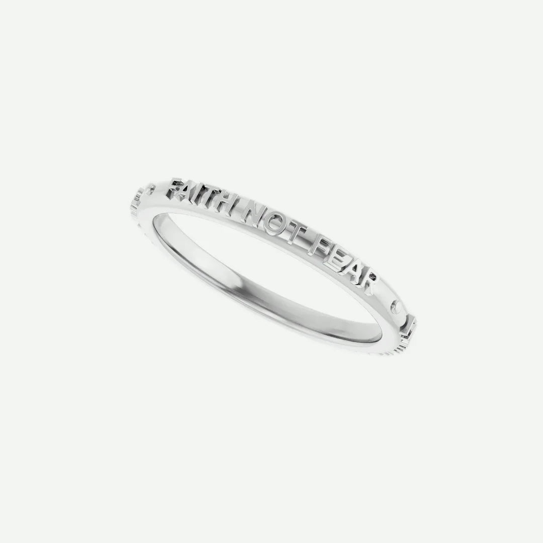 Right Oblique View of Sterling Silver FNF Christian Ring For Women