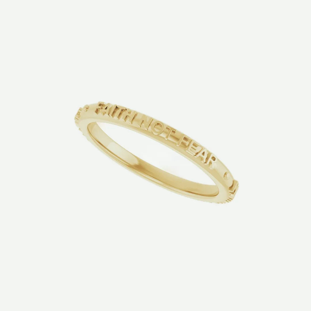 Right Oblique View of Yellow Gold FNF Christian Ring For Women