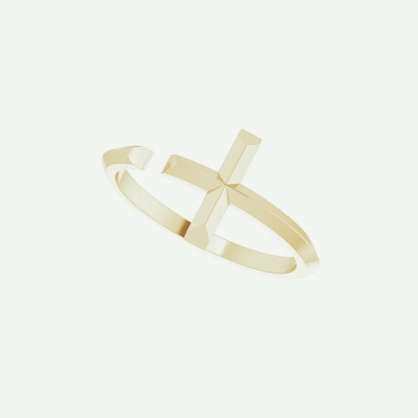 Right Oblique View of Yellow Gold PINNACLE Christian Ring For Women